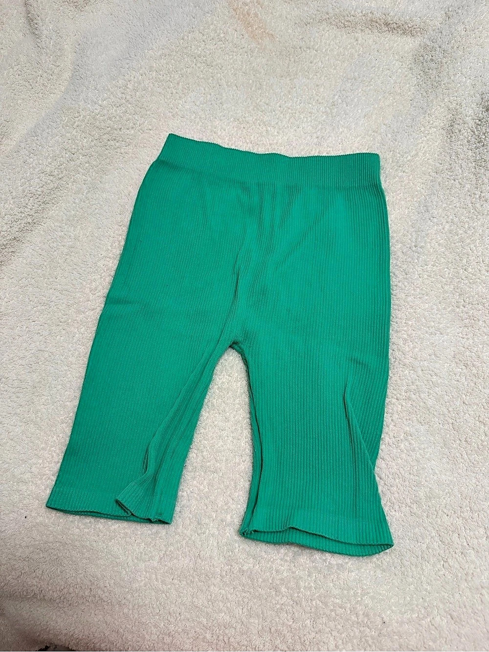 Green Ribbed Zara Shorts